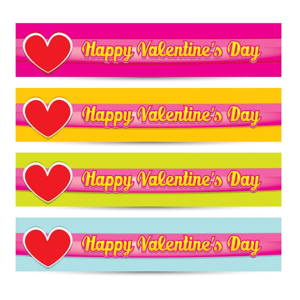 Vector Happy valentines day banner set — Stock Vector