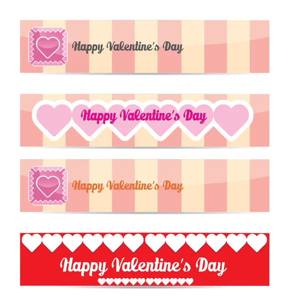 Vektor Happy valentines dag banner satt – stockvektor