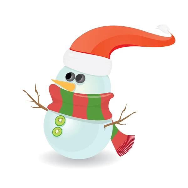 Vector snowman isolated on white — Stock Vector
