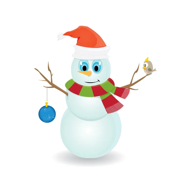 Vector snowman isolated on white — Stock Vector