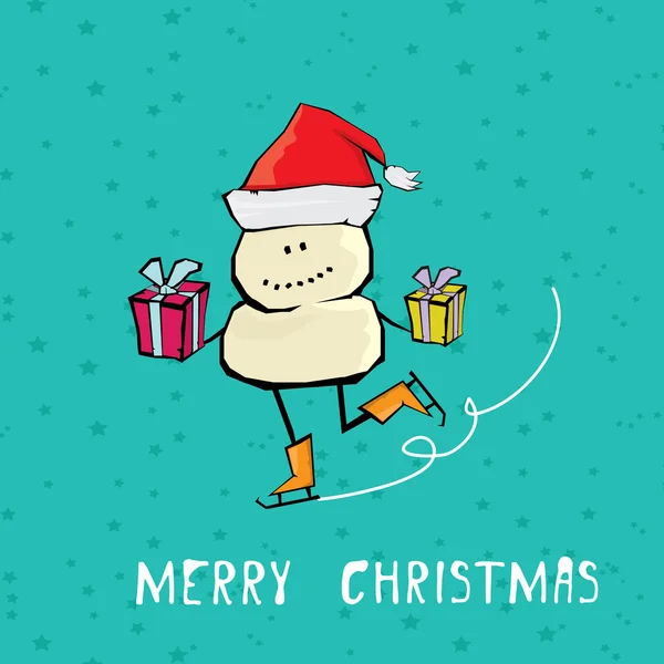 Ilustrasi kartun komik Vector merry Christmas - Stok Vektor