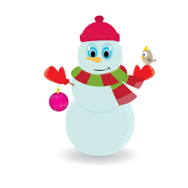 Vector cartoon snowman — Stock Vector