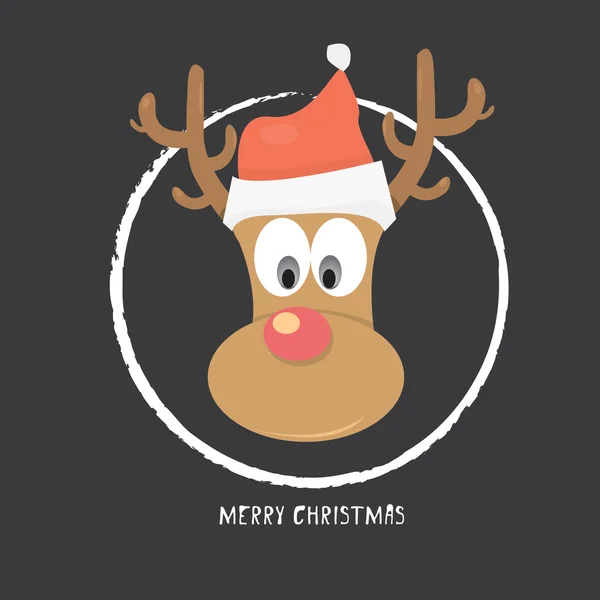 Vector Christmas reindeer in santa red hat — Stock Vector
