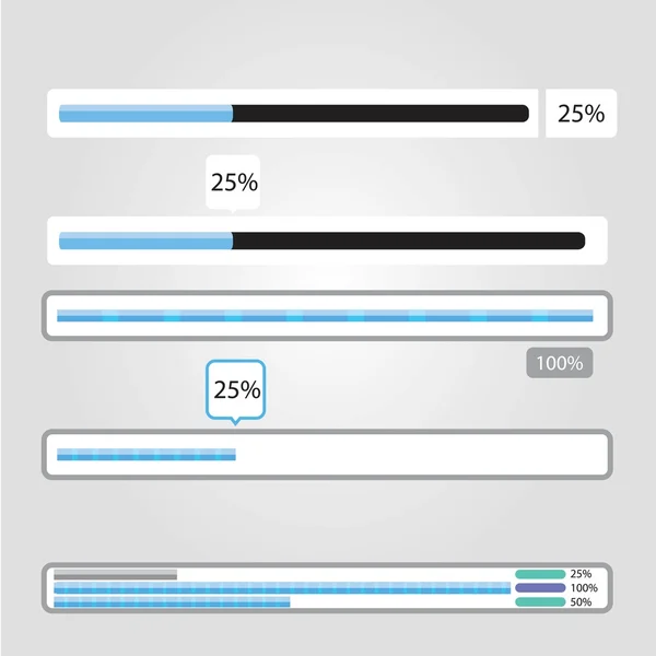 Precargadores azules y barras de carga de progreso . — Archivo Imágenes Vectoriales