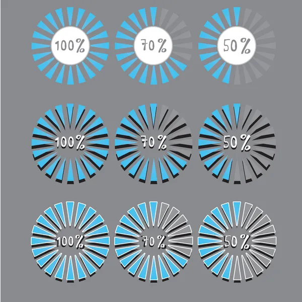 Precargadores azules y barras de carga de progreso . — Archivo Imágenes Vectoriales