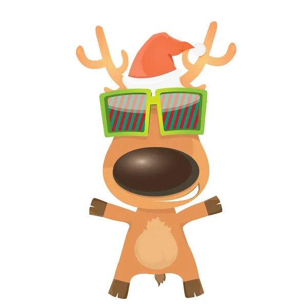 Vector cartoon Christmas reindeer character — Stock Vector