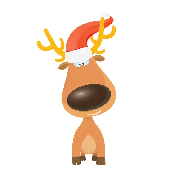 Vector cartoon Christmas reindeer character. — Stock Vector