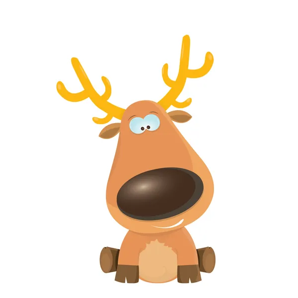 Vector cartoon Christmas reindeer character. — Stock Vector