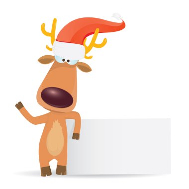 beyaz bayrak tutan Noel reindeer vektör