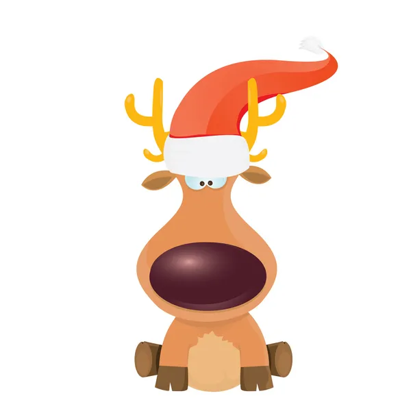 Vector cartoon Christmas reindeer character. — Stock Vector