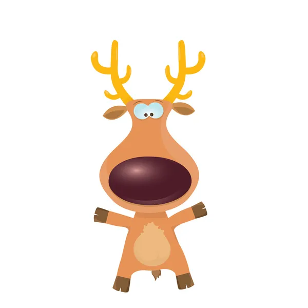 Vector cartoon Christmas reindeer character. — Stock Vector