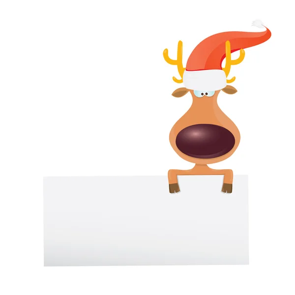 stock vector Vector Christmas reindeer holding white banner