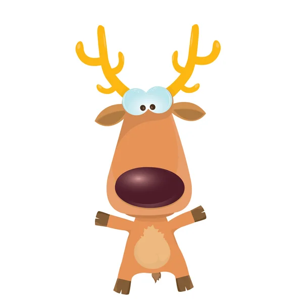 Vector cartoon Christmas reindeer character. — Stock Vector