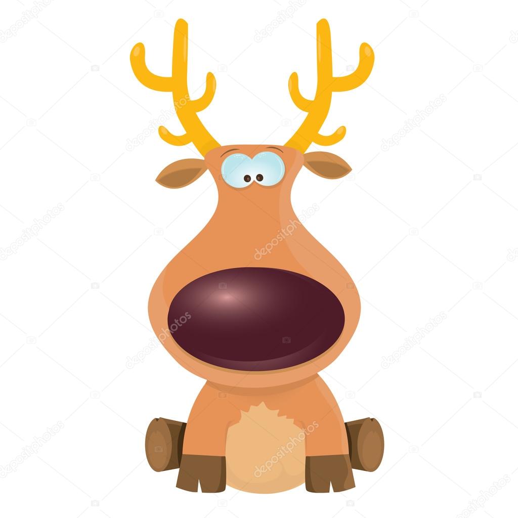Vector cartoon Christmas reindeer character.