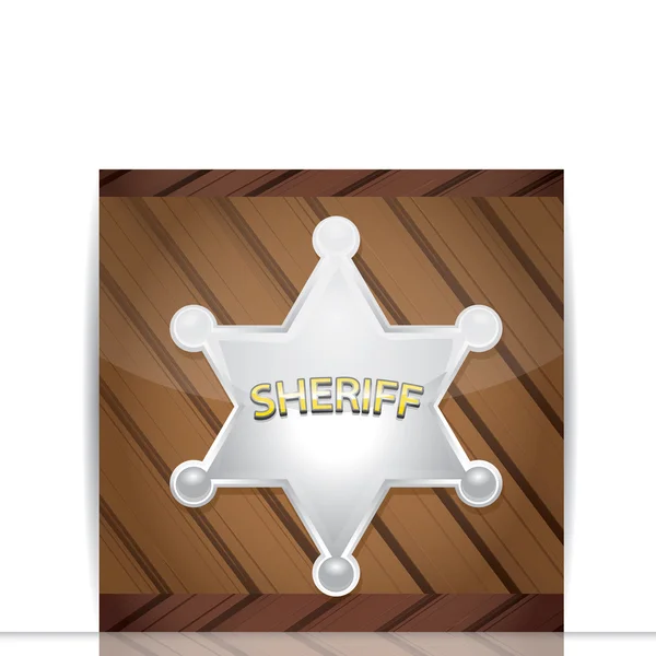 Distintivo do xerife de vetor em um fundo de madeira . — Vetor de Stock