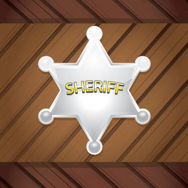 Vektorové odznak šerifa na dřevěné pozadí. — Stockový vektor