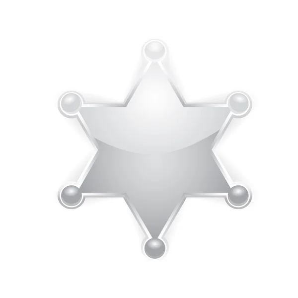 Vector silver sheriff star badge on white — Stock Vector