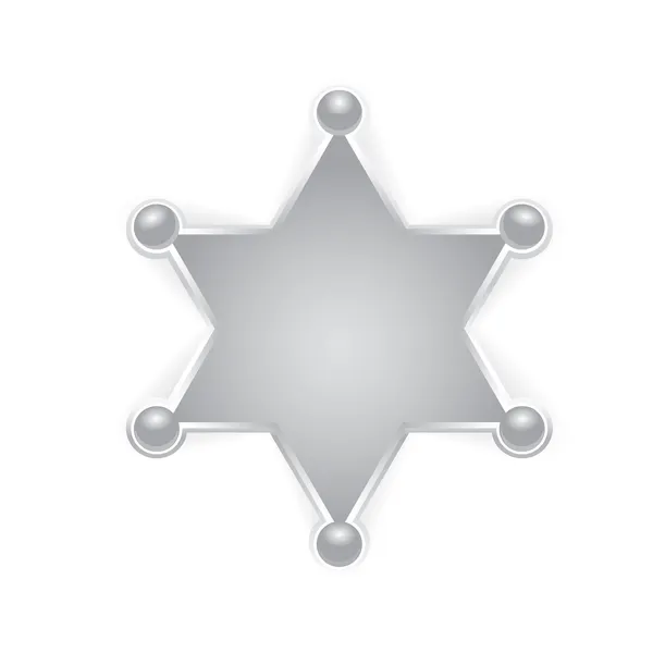 Insignia estrella vectorial sheriff plata en blanco — Vector de stock