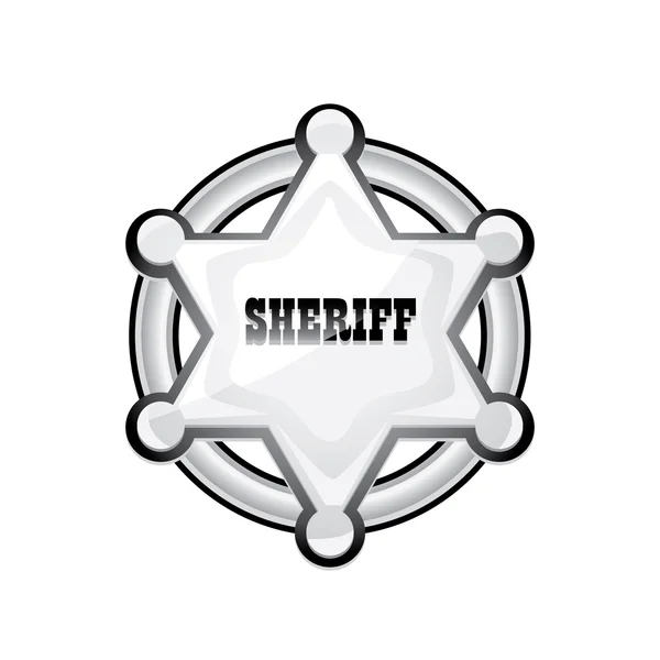 Vector zilveren sheriff ster badge op wit — Stockvector