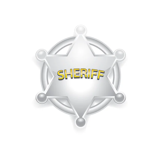 Vector silver sheriff star badge on white — Stock Vector