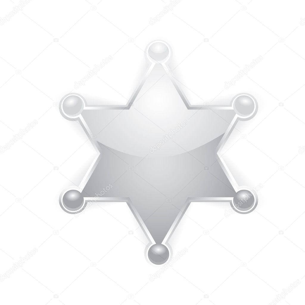 Vector silver sheriff star badge on white