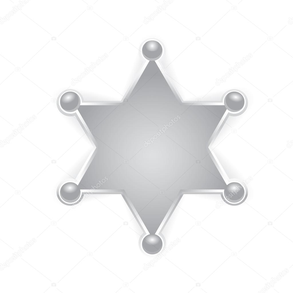 Vector silver sheriff star badge on white