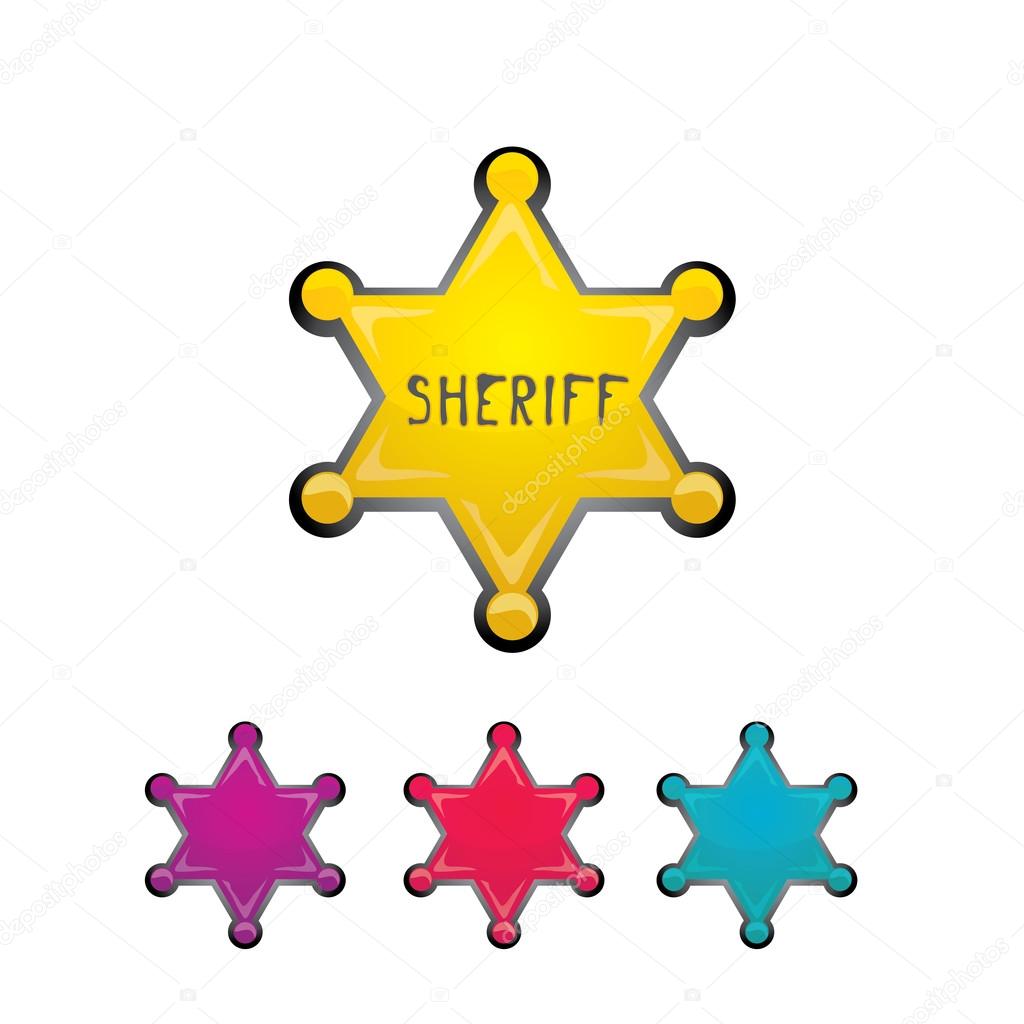 Vector color sheriff star isolated on white