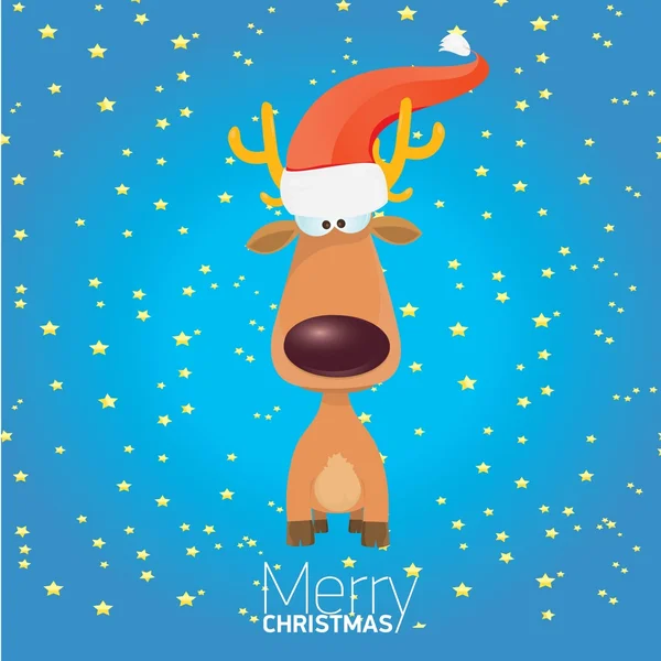 Vector cartoon Christmas reindeer character. — Stock Vector