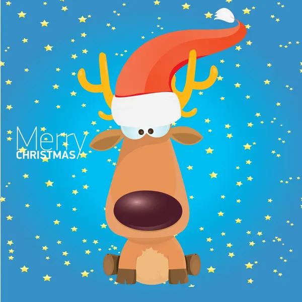 Vector cartoon Christmas reindeer character. — Stock Vector