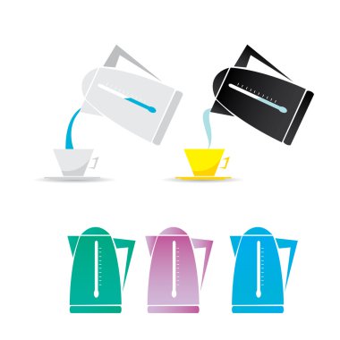 vektör elektrikli su ısıtıcısı Icon set.