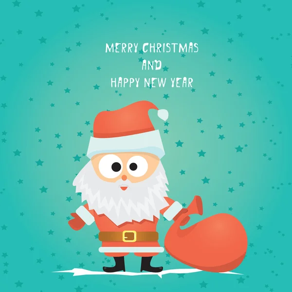 Ilustrasi kartun komik Vector merry Christmas - Stok Vektor