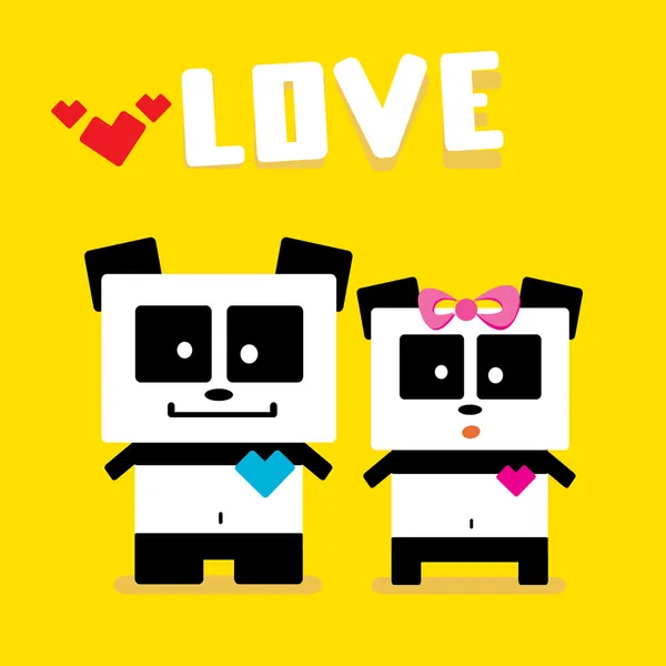 Vector cartoon Panda couple in love. — Stock Vector