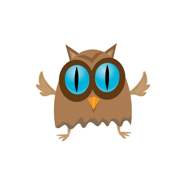 Vector cartoon little owl bird isolated on white — Stock Vector