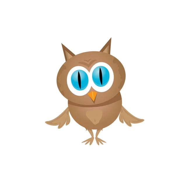 Vector cartoon little owl bird isolated on white — Stock Vector