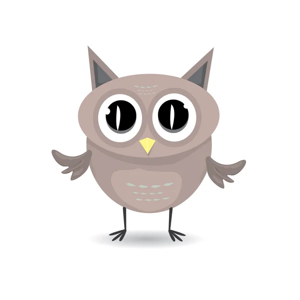 Vector cartoon little owl bird isolated on white — Stock Vector