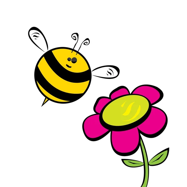 만화 귀여운 밝은 아기 꿀벌입니다. 벡터 일러스트 레이 션. — 스톡 벡터