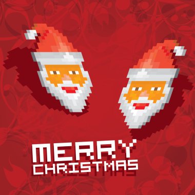 Noel piksel tarzı hipster tebrik kartı.