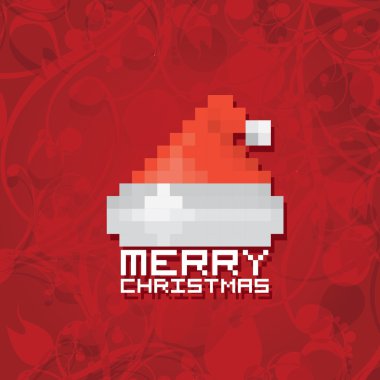 piksel santa claus kırmızı şapka