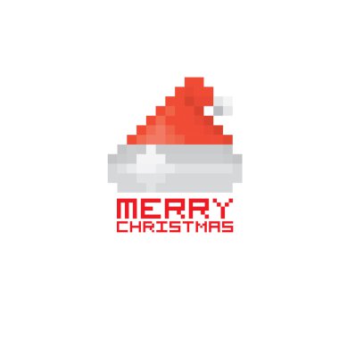 piksel santa claus kırmızı şapka
