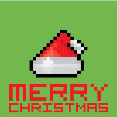 piksel santa claus kırmızı şapka