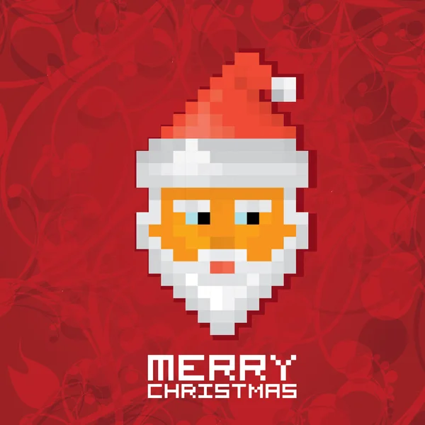 Christmas pixel style hipster greeting card. — Stock Vector