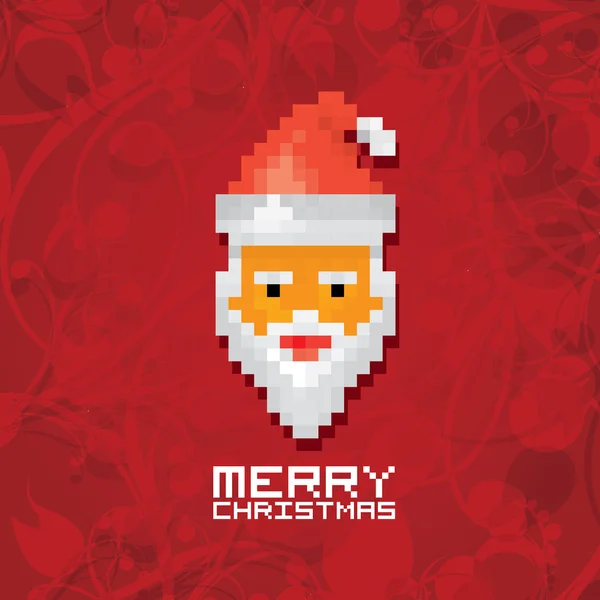 Christmas pixel style hipster greeting card. — Stock Vector