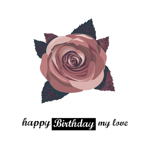 Vector feliz tarjeta de cumpleaños con flores rojas . — Vector de stock