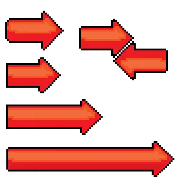 Symbol šipky červené pixel styl nebo tlačítko pro web — Stockový vektor