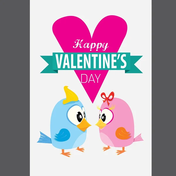 Valentine den krásná karta s pár ptáků — Stockový vektor