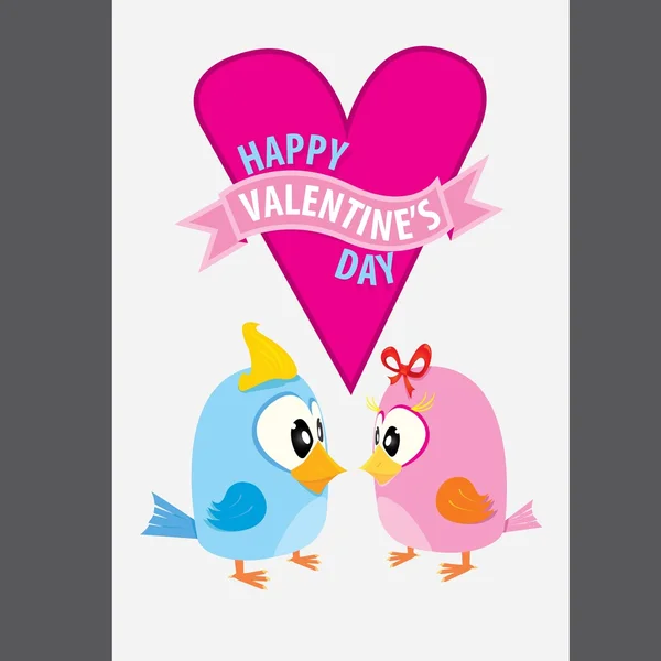 San Valentín hermosa tarjeta con par de pájaros — Vector de stock