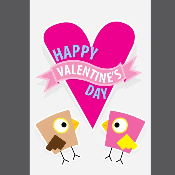 Valentine day beautiful card with couple birds — Stock Vector