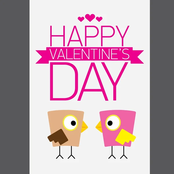 Valentine day beautiful card with couple birds — Stock Vector