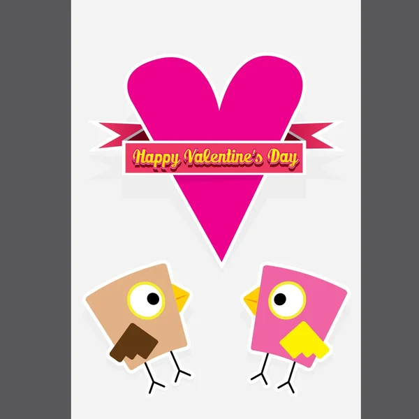 Dia dos namorados cartão bonito com pássaros casal — Vetor de Stock