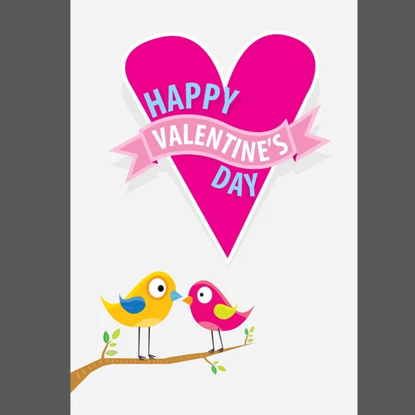 Valentine day beautiful card with couple birds — Stock Vector